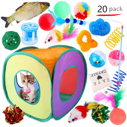 Cat Toys Mouse Shape Balls Foldable Cat Kitten Play Tunnel Chat Funny Cat Tent Mouse Supplies Simulation Fish Cat Accessories