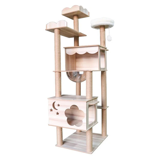 Katze klettern Baumhaus Multi-layer Holz Katze Kletterrahmen Verschleißfest Sisal Kratzbaum Luxus Katze Villa