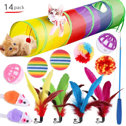 Cat Toys Mouse Shape Balls Foldable Cat Kitten Play Tunnel Chat Funny Cat Tent Mouse Supplies Simulation Fish Cat Accessories